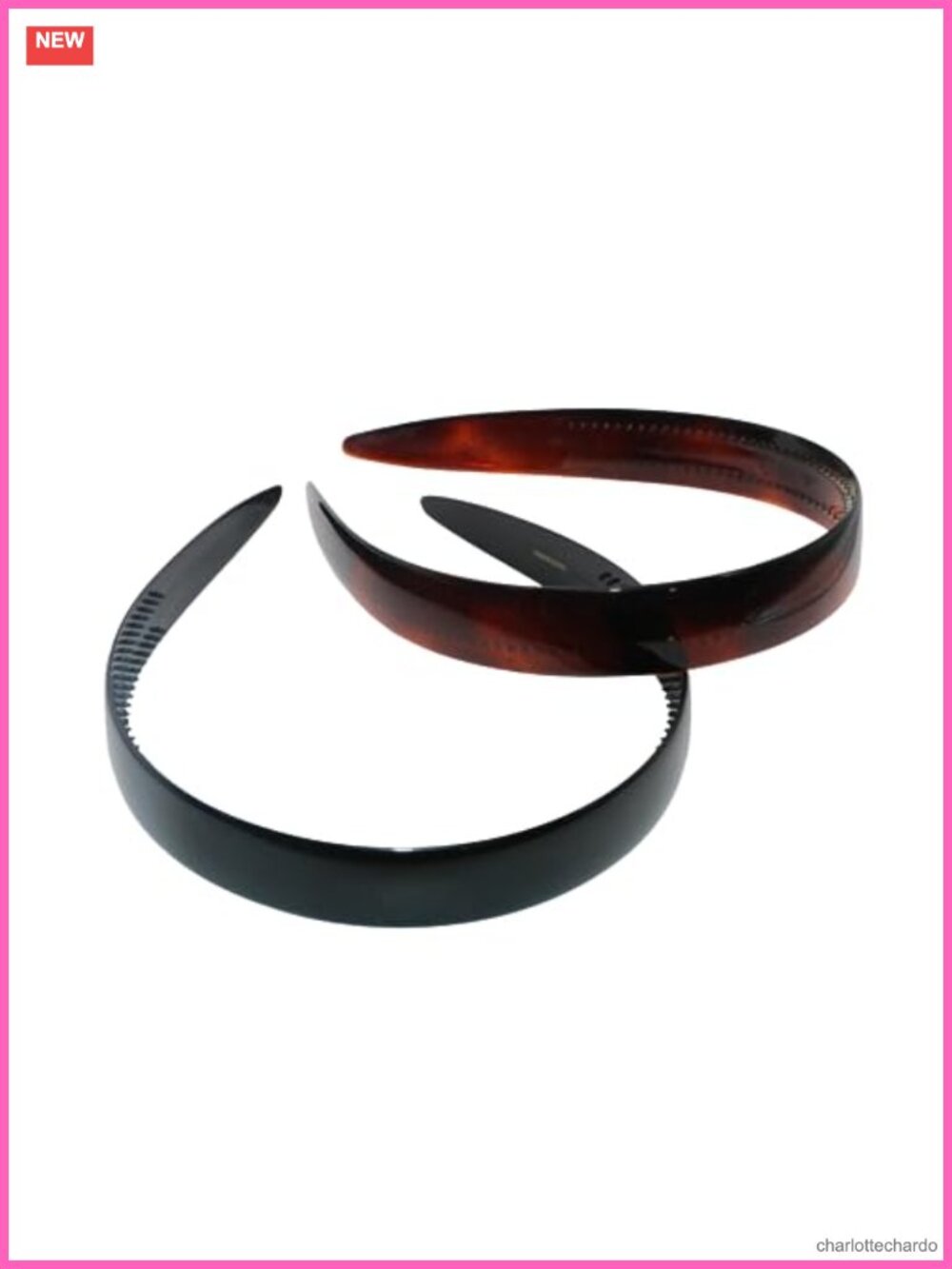French Wide 3/4 Inch Cellulose Acetate Headbands for Women, 2 pcs